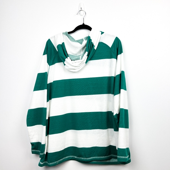 myStyle Long Sleeve White & Green Striped Hoodie - Picture 8 of 11